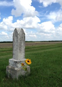 The Abraham Cornelsen gravestone at the  Ebenfeld MB Church, Kansas. Photo by J. Janzen.